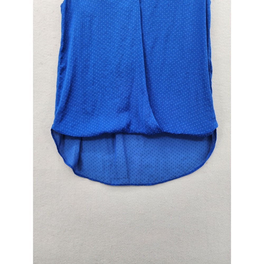Forever 21 Royal Blue Dotted Sleeveless Blouse V-Neck Wrap Front High Low Top S - Picture 4 of 10